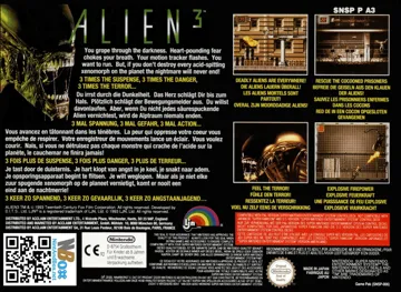 Alien 3 (Europe) box cover back